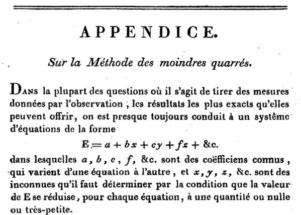 Legendre (1805), Nouvelles méthodes pour la détermination des orbites des comètes.